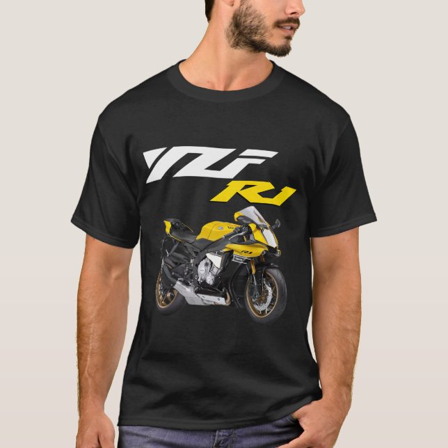 Yellow R1 Sporstbike Motorcycle T-Shirt (Front)