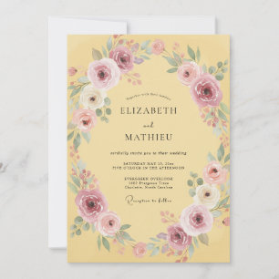 Yellow Radiant Floral Wedding Invitation