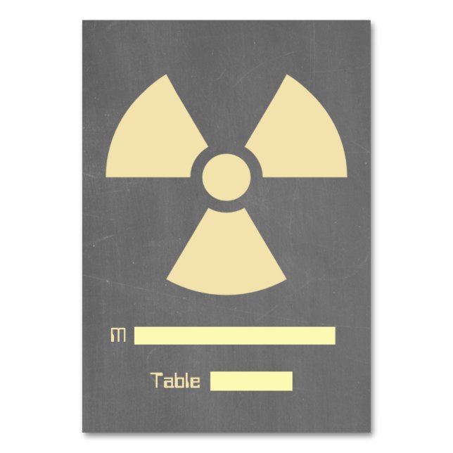 Yellow Radiation Symbol Chalkboard Place Card (Front)