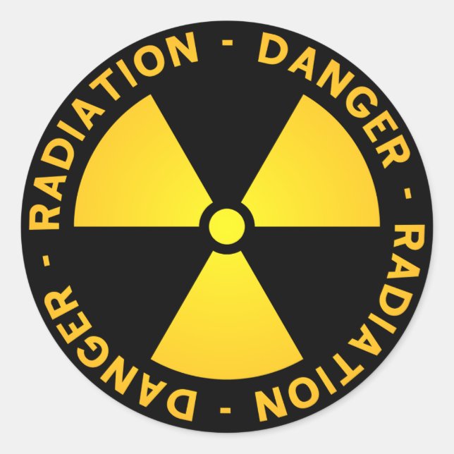 Yellow Radiation Warning Classic Round Sticker (Front)