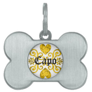 yellow Rainbow Ornaments, heart and lily Pet ID Tag