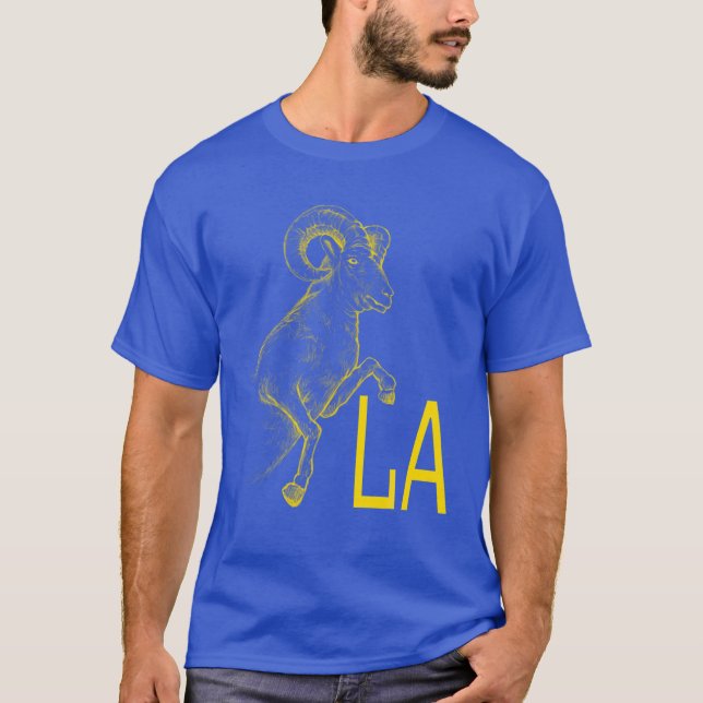 Yellow Ram LA Blue California Los Angeles Gifts T-Shirt (Front)