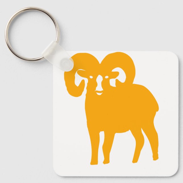 Yellow Ram Zodiac – Bold Aries Silhouette Keychain (Front)
