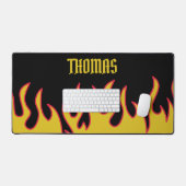 Yellow, Red and Black Flames Personalised Desk Mat (Keyboard & Mouse)