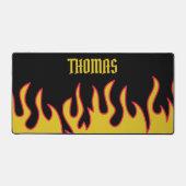 Yellow, Red and Black Flames Personalised Desk Mat (Front)