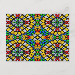 Yellow, Red and Blue Stained Glass Postcard