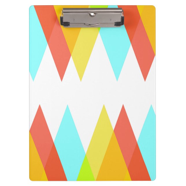 Yellow, red and cadet blue triangles clipboard (Front)