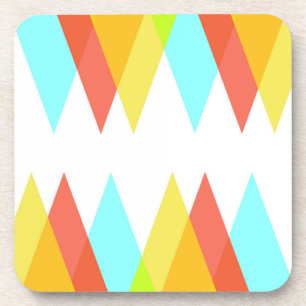 Yellow, red and cadet blue triangles coaster