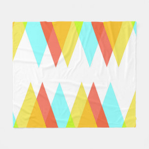 Yellow, red and cadet blue triangles fleece blanket