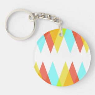 Yellow, red and cadet blue triangles key ring