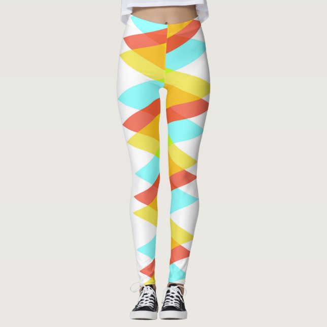 Yellow, red and cadet blue triangles leggings (Front)