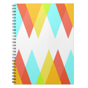 Yellow, red and cadet blue triangles notebook