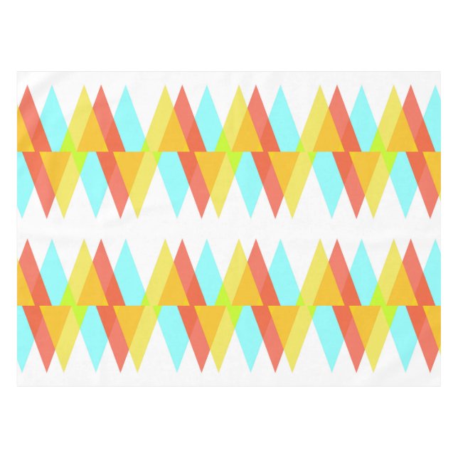 Yellow, red and cadet blue triangles tablecloth (Front (Horizontal))