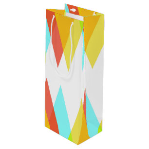 Yellow, red and cadet blue triangles wine gift bag