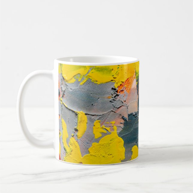 Yellow,red,and green paint coffee mug (Left)
