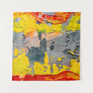 Yellow,red,and green paint tapestry