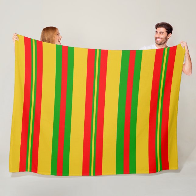 Yellow, Red and Green Stripes of Benin 2 Fleece Blanket (In Situ)