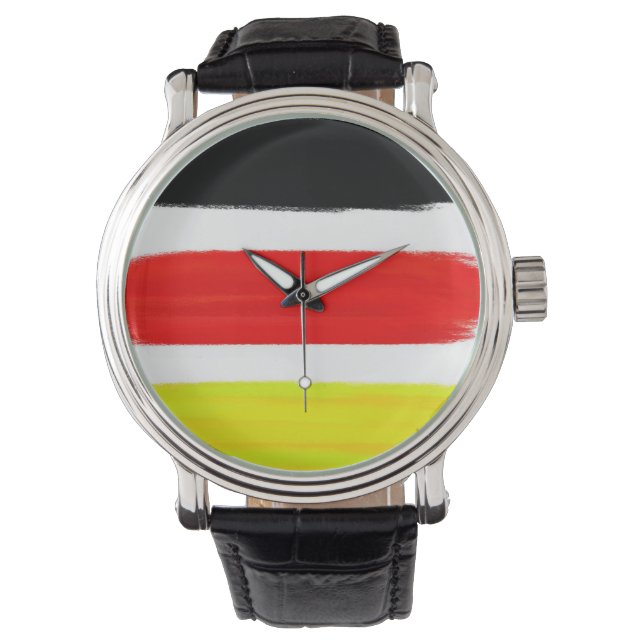 Yellow Red Black Abstract Painting Art Watch (Front)