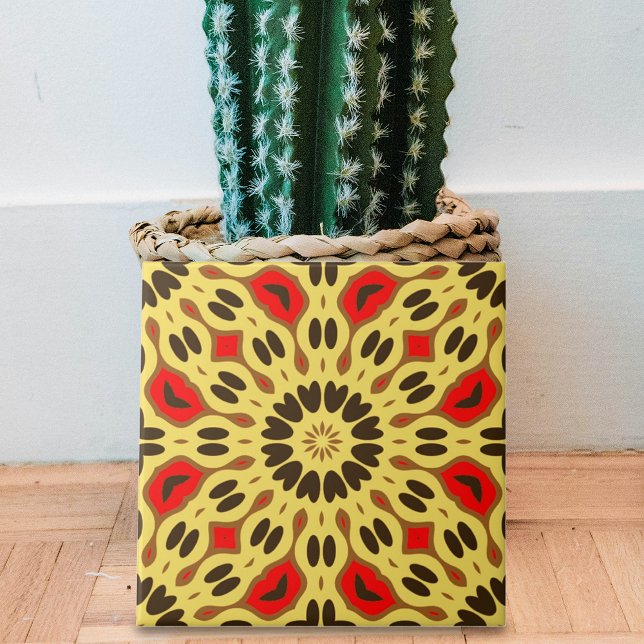 Yellow Red Black Oriental Mosaic Geometric Pattern Ceramic Tile (Creator Uploaded)