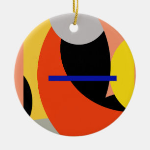 Yellow Red Blue Abstract Art Ceramic Ornament