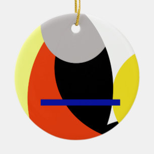 Yellow Red Blue Abstract Art Ceramic Ornament