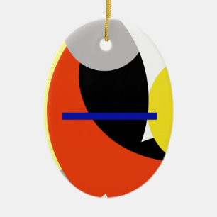 Yellow Red Blue Abstract Art Ceramic Ornament