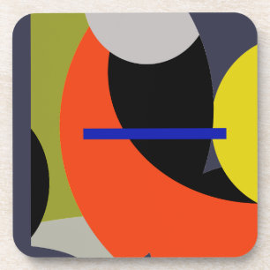 Yellow Red Blue Abstract Art Coaster
