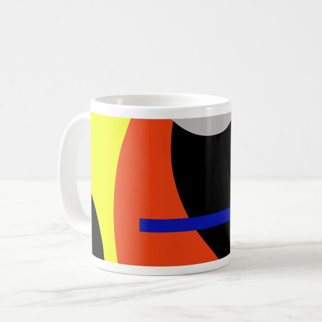 Yellow Red Blue Abstract Art Coffee Mug (Front Left)