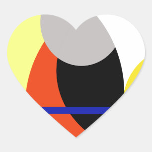Yellow Red Blue Abstract Art Heart Sticker