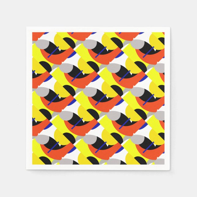 Yellow Red Blue Abstract Art Napkin (Front)