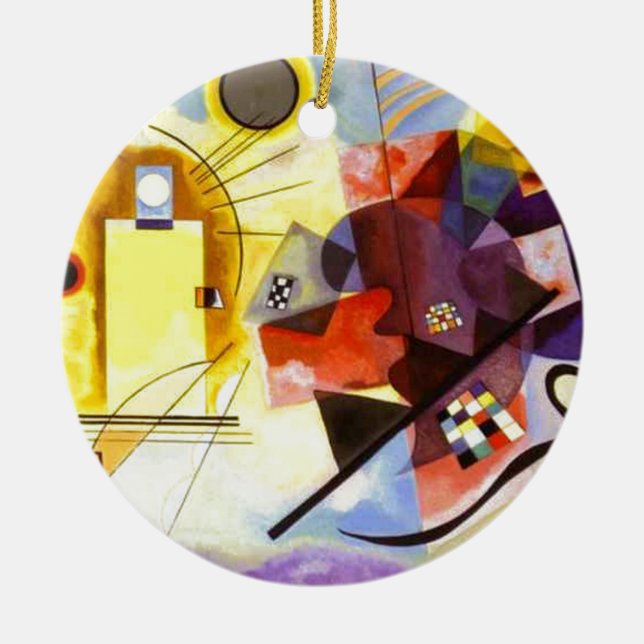 Yellow Red Blue Kandinsky Abstract Painting Ceramic Ornament (Front)
