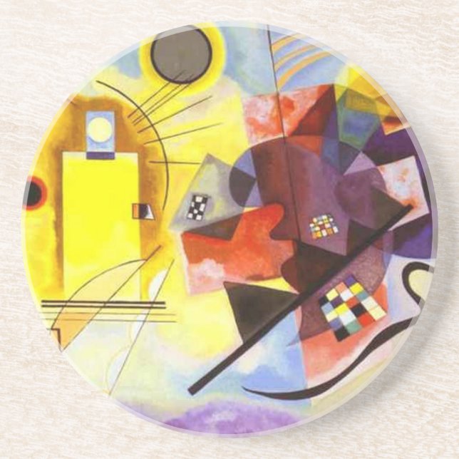 Yellow Red Blue Kandinsky Abstract Painting Coaster (Front)