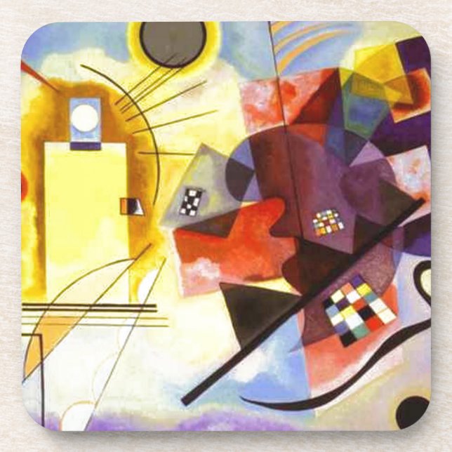 Yellow Red Blue Kandinsky Abstract Painting Coaster (Front)