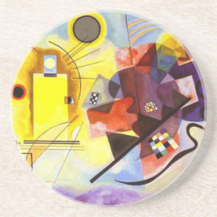 Yellow Red Blue Kandinsky Abstract Painting Coaster