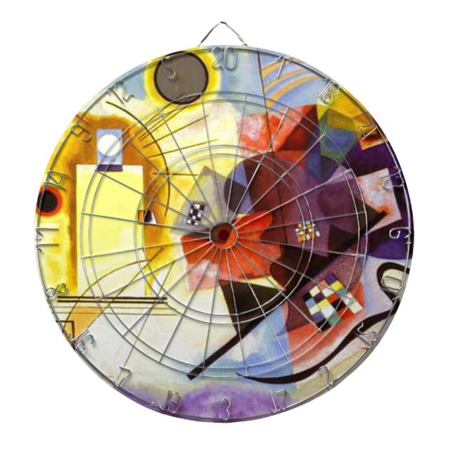 Yellow Red Blue Kandinsky Abstract Painting Dartboard (Front)