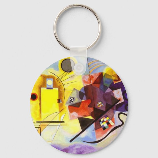 Yellow Red Blue Kandinsky Abstract Painting Key Ring (Front)