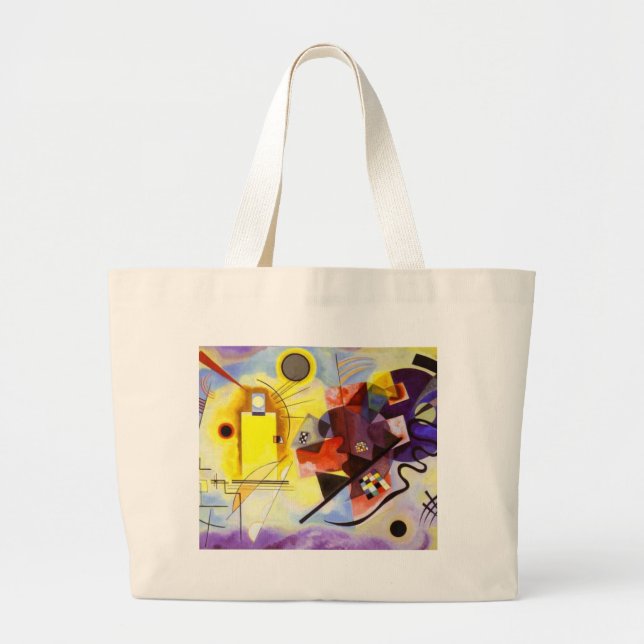 Yellow Red Blue Kandinsky Abstract Painting Large Tote Bag (Front)