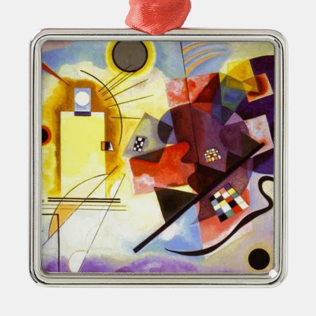 Yellow Red Blue Kandinsky Abstract Painting Metal Tree Decoration (Front)