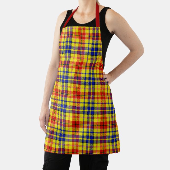 Yellow Red Blue Plaid Tartan Design  Apron (Insitu)