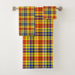 Yellow Red Blue Plaid Tartan Design  Bath Towel Set