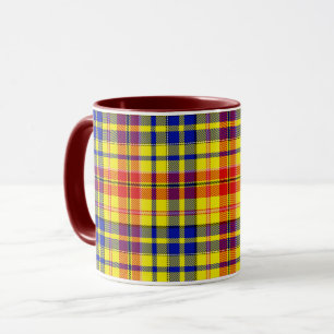 Yellow Red Blue Plaid Tartan Design  Mug