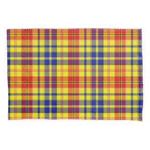 Yellow Red Blue Plaid Tartan Design  Pillowcase