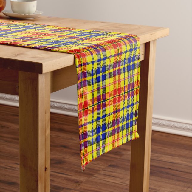Yellow Red Blue Plaid Tartan Design  Short Table Runner (In Situ)