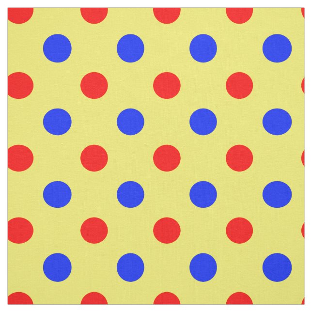Yellow Red Blue Polka Dots Design  Fabric (Swatch)