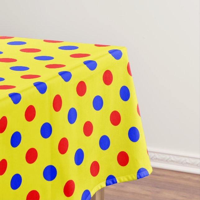 Yellow Red Blue Polka Dots Design  Tablecloth (In Situ)