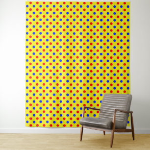 Yellow Red Blue Polka Dots Design  Tapestry