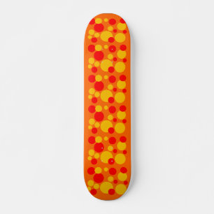 Yellow & Red Bubble Dots on Orange Skateboard