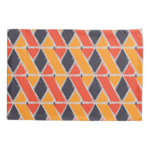 Yellow, red, cool trendy bush stroke geometric art pillowcase