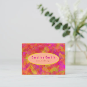 Yellow Red Damask Business Card