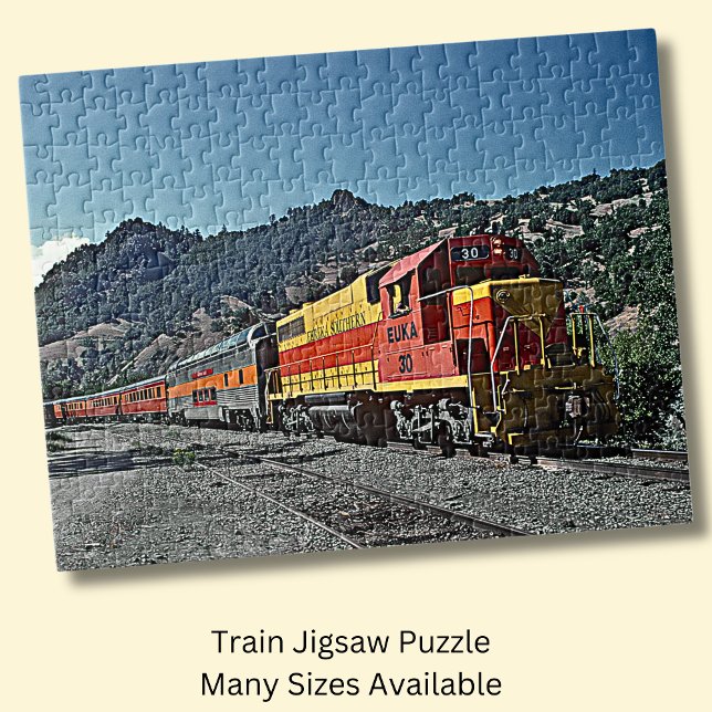Yellow Red Diesel Locomotive Engine Train Railroad Jigsaw Puzzle (Creator Uploaded)